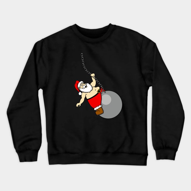 Santa on his Wrecking Ball Crewneck Sweatshirt by NerdShizzle